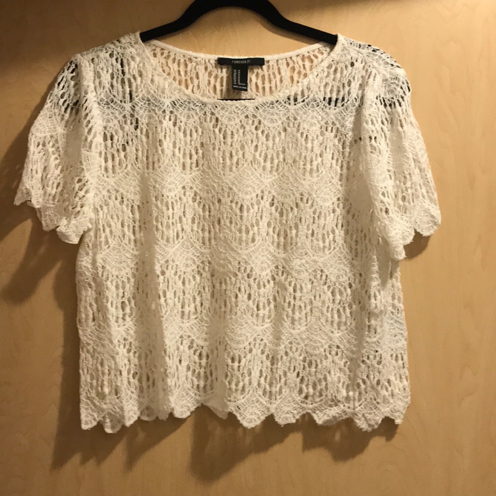 Forever 21 Lace Scalloped Top